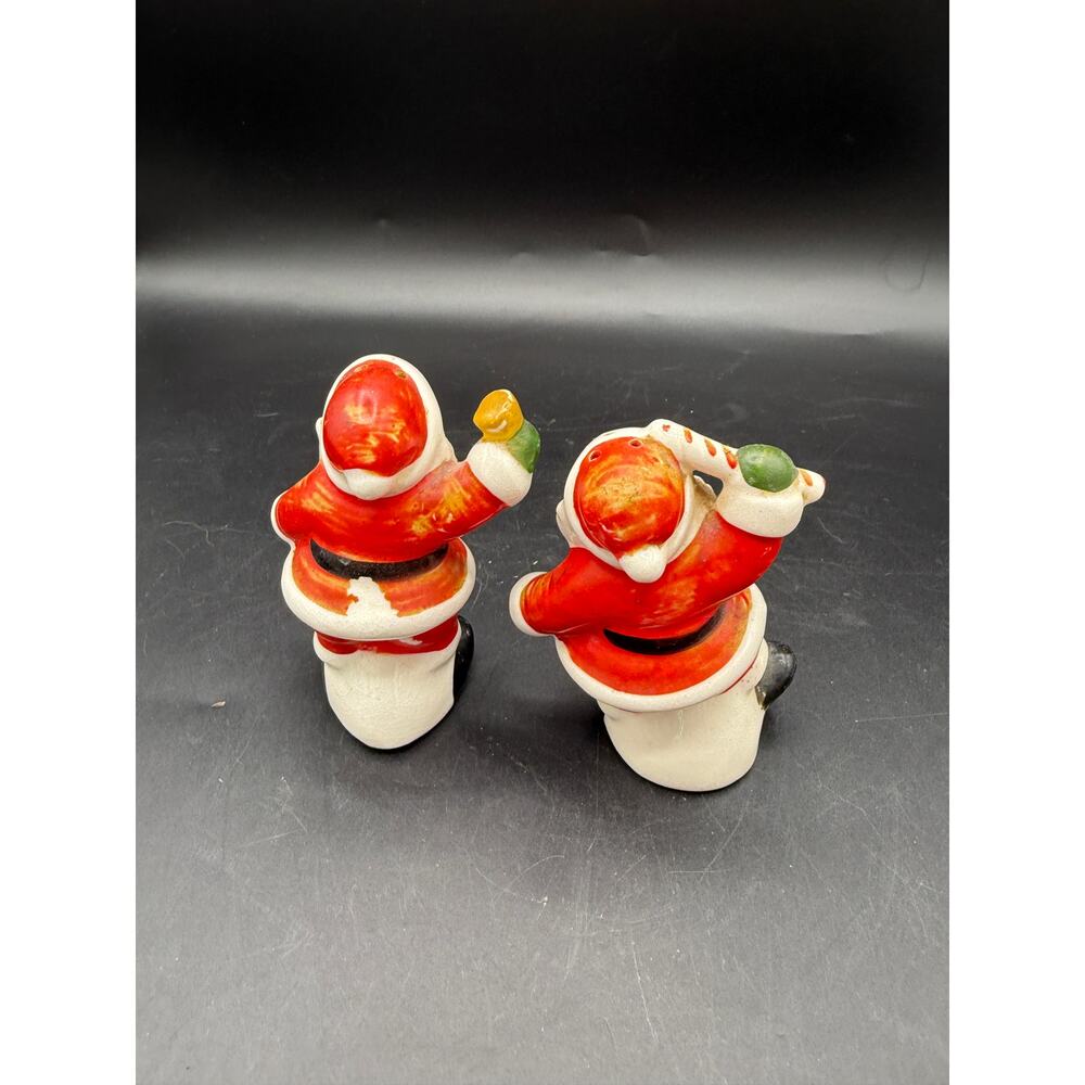 Vtg 1950s Napco Santa Claus Christmas Salt & Pepper Shakers W/Bell & Candy Cane - Picture 3 of 6